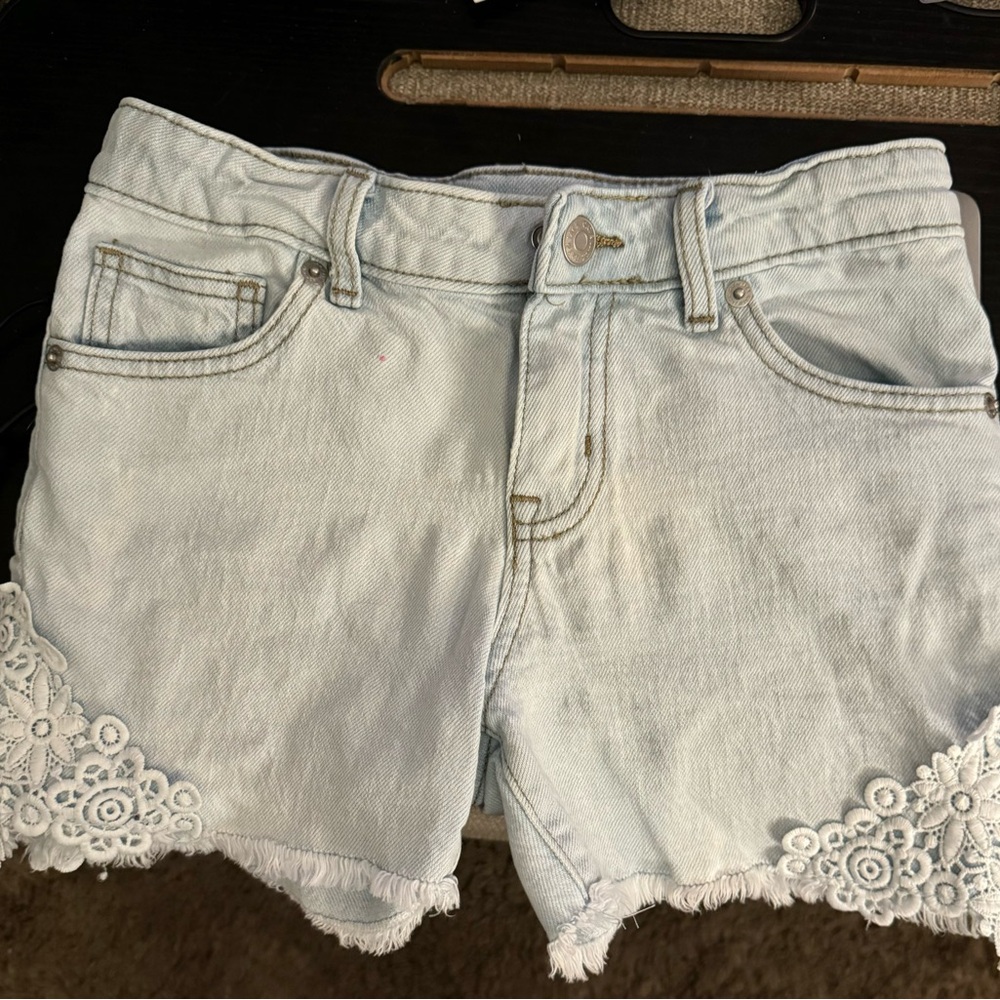 Cat & Jack  denim shorts with lace design on sides